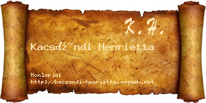 Kacsándi Henrietta névjegykártya